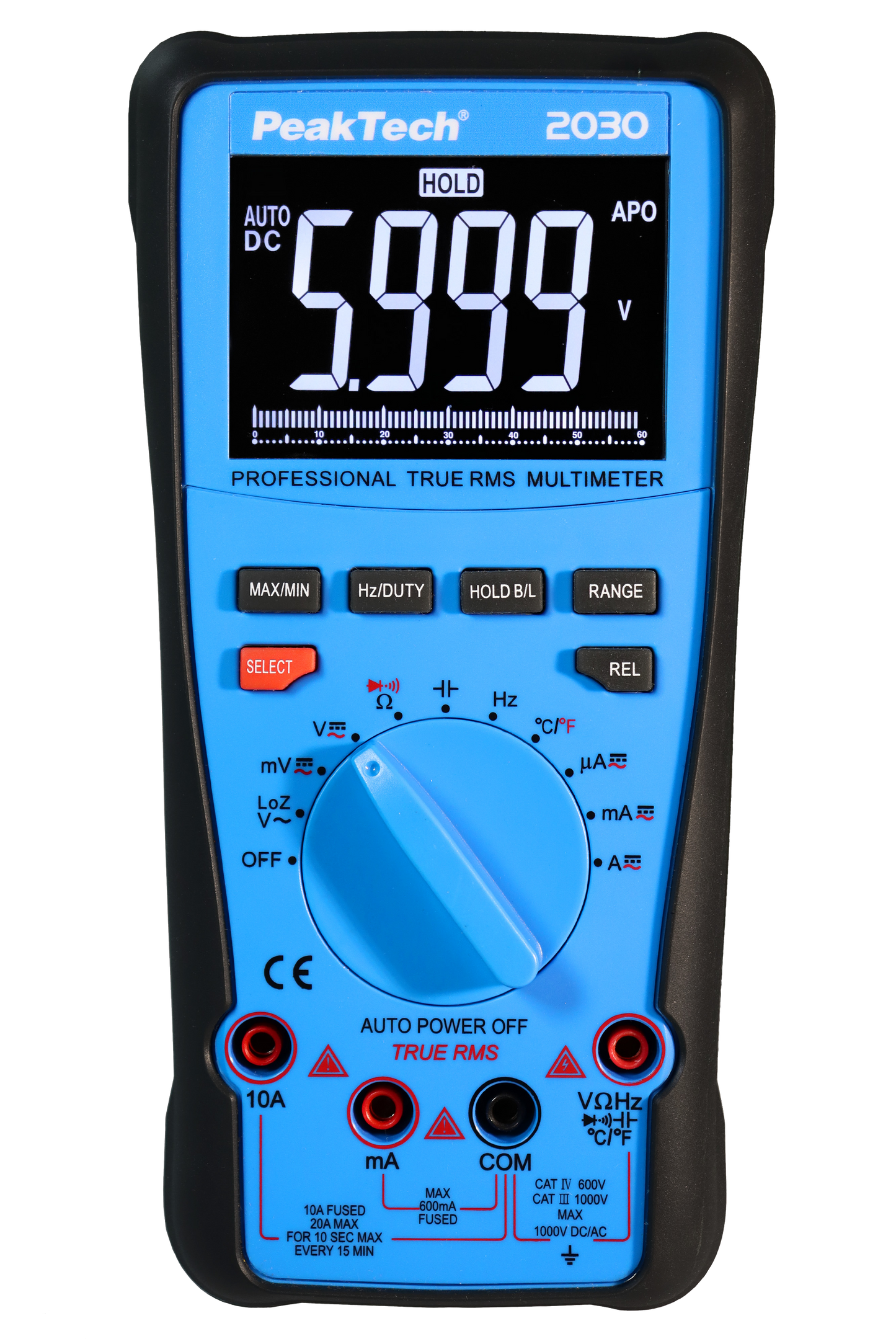 Multímetro Digital Peachtech P2030 TrueRMS 1000V 6000 counts